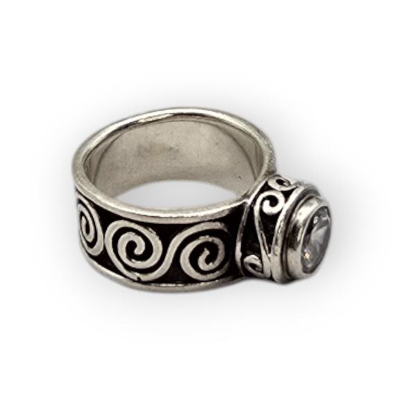 Silpada Rare Retired Sterling Silver Eternity Swirl CZ Vintage Ring – Size 7.5 - Picture 3 of 13